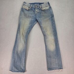 Diesel Zathan Jeans Mens Light Wash Bootcut Distressed Button Fly Fits 29x30